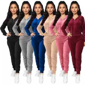 Wholesale Stylish And Cheap Gender Women Tracksuit Hoodies Sets Long Sleeve Zipper <b>Jackets</b> Sweatpants <b>Ladies</b> Two Piece Suits - Product Image 3