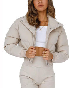 Unisex Crop Top Puffer <b>Jacket</b>-Customizable Coated Front Logo Spring Trend Design 2026 - Product Image 1