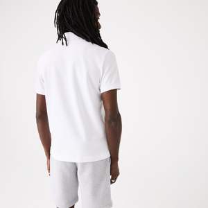 Polo de algodón elástico con logotipo bordado personalizado, camisa de ajuste Regular 100%, color blanco, con solapa de botón oculto y Rib - Product Image 3