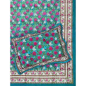 Hand Block Printed King Size 100% Cotton Double Bedsheet Pillow Cover Eco-Friendly Floral <b>Comforter</b> <b>Set</b> for Home 3 Pcs <b>Set</b> - Product Image 1