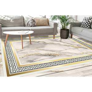 <b>Gold</b> Marble Rug: Abstract Modern Accent Rug, Printed Rug,Chenille Rug - Product Image 1