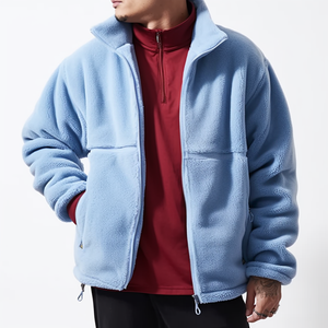 OEM High Quality Winter Custom Logo Oversized Zip up <b>Men</b> Fleece <b>Sherpa</b> Reversible <b>Sherpa</b> Fleece <b>Jacket</b> - Product Image 1