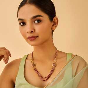Trendy Silver Temple Necklace 173313 Gold Plated Stainless Steel Brass Link Chain with Flower Number Shape for Wedding Gift - Product Image 2