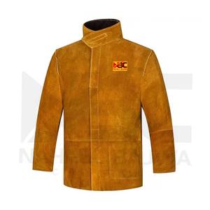 Veste de soudage en cuir de vachette fendue résistante à la flamme manteau de soudeur en cuir fendu résistant à la chaleur vêtements de travail résistants à la chaleur. - Product Image 2