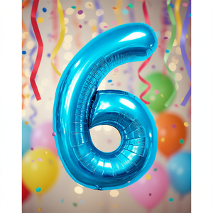 Palloncini Numero Party Love Blu N6 45cm Confezione da 12 Pezzi - Product Image 3