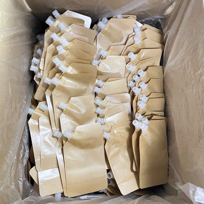 Custom Printed ECO Friendly Biodegradable Stand Liquid Kraft Paper Bags Spout Pouch
