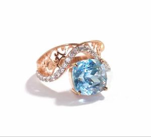 Elegante Anillo de Plata de Ley con Topacio Azul para Mujer, Joyería de Compromiso, Boda, Uso Diario, Brillante - Product Image 1