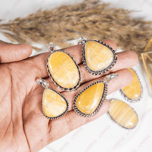 Pendentif en aventurine jaune de qualité supérieure, cristaux de guérison pour la méditation, bijoux pour les occasions spéciales, prix de gros. - Product Image 3