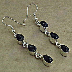 Art Palace <b>Silver</b> Plated Black Onyx Luxury <b>Wedding</b> Drop Earrings Women's Classic Water Drop Shape Bezel Setting Fashion Jewelry - Product Image 3