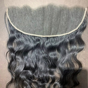 Venta al por mayor Raw Indian Temple Hair Closure Frontal No Shedding HD Calidad 20-28 pulgadas Wefted Extensions - Product Image 1