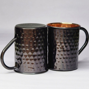 Black Finished Pure Copperware Hammered Glass With Handle Custom Size For Home <b>Tableware</b> Decoration In Wedding Gifts Purpose - Product Image 1