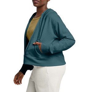 Sudadera con capucha de lana de algodón sólido personalizada para mujer, logotipo frontal con patrón de letras tejidas superiores de alta calidad para invierno - Product Image 6