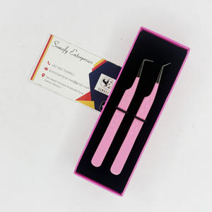 Pinzas de pestañas de 90 grados con logotipo personalizado, herramienta de extensión de cejas con punta de fibra de etiqueta privada - Product Image 1
