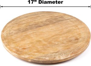 Mango Wood Hand Carved <b>Turntable</b> Lazy Susan, 17" Revolving Cake <b>Stand</b>, Simplify Organization & Hosting - Product Image 2