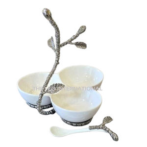 Forme de feuille Design Base Aluminium Acier Inoxydable Métal Bol Décoratif Servir Alimentaire Fruits Exclusif Classique Bol - Product Image 2