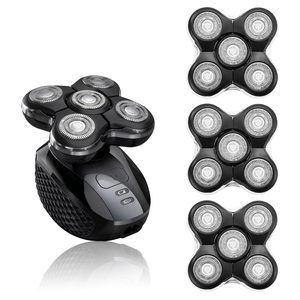 Paquete de 3 cabezales de repuesto para afeitadora eléctrica con cinco cuchillas, alimentación USB, lavables, accesorio de triple cuchilla para afeitado facial - Product Image 1