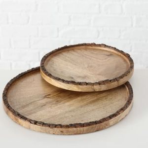 Plateau décoratif en bois foncé sculpté à la main, motif d'ailes sculptées, centre de table, bol en bois, art rustique, plateau de service - Product Image 3