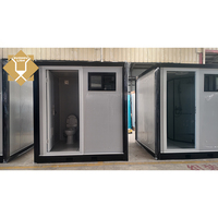 Toilette préfabriquée portable avec lavabo, douche et WC, séparation humide/sèche, structure en acier, salle de bain pour la construction en extérieur