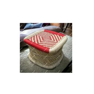 Luxury Elegant Handmade Rectangle Bamboo Cane Eco-Friendly Small Foot Wicker <b>Stool</b> for Living Room Garden Bone Inlay Console - Product Image 1