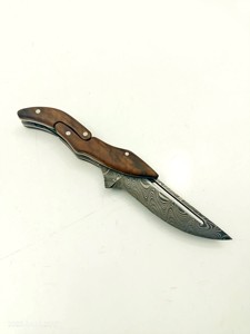 Mini couteau de poche fait main personnalisé couteau pliant en acier damas avec gaine en cuir manche en os Camping Made Pakistan OEM Support - Product Image 2