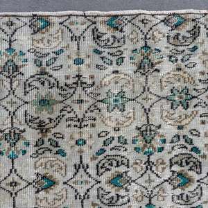 Alfombra Vintage, Alfombra Turca de 3.8x7.7 pies, Alfombra de Lana Azul - Product Image 5