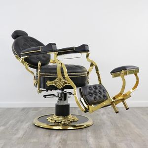 Chaise de salon de coiffure de luxe en acier inoxydable, réglable en hauteur par vérin hydraulique, rotation à 360°, robuste, pour coiffeur et barbier - Product Image 4