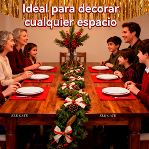 Lussuosa Ghirlanda Natalizia da 2,7 m con Fogliame Artificiale in PVC, Fiocchi Rossi e Bianchi, Frutta Candita e Fragole Rosse per Feste - Product Image 6