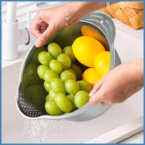 Bol de lavage en acier inoxydable 304-4 en 1 bol de lavage de riz passoire passoire passoire à mailles fines pour laver les légumes, les fruits, - Product Image 3