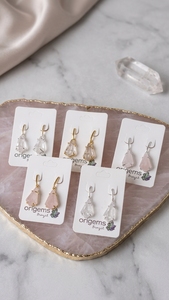 Origems Brazil Vogels - Pendientes de Cristal con Cuarzo Rosa, Geométricos, Modernos, Hechos a Mano, para Mujer, Joyería Feng Shui - Product Image 1