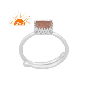 Anillo apilable de piedras preciosas de luna de Chocolate Natural de plata de ley fina superventas, fabricante de joyería personalizada - Product Image 1