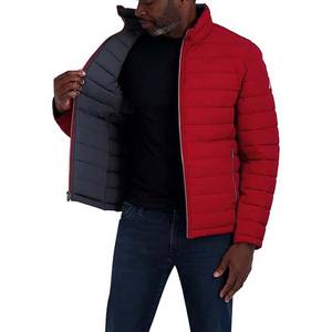 Chaqueta de invierno de manga larga roja de High Street, cortavientos North con logotipo personalizado con cuello levantado y capucha, chaqueta acolchada cálida gruesa - Product Image 4