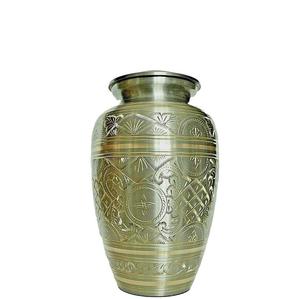 Urne funéraire en laiton pour adultes pour cendres Urne gravée or et argent Urnes en aluminium pour cendres humaines - Product Image 3