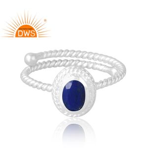 Anillo de piedras preciosas de lapislázuli Natural de Plata de Ley 925, joyería personalizada para mujer, regalo para ella - Product Image 3
