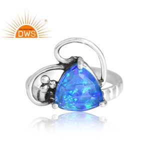 Anillo de Ópalo Verde Sintético Natural de Plata de Ley 925, Última Moda, Fabricación de Joyería Personalizada - Product Image 3