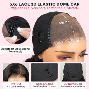 Megalook Salon Series Cloud Wave Super Double Drawn # Peluca Bob con Cierre/Frontal <span class=keywords><strong>de</strong></span> Encaje 6x5, Precortada, Sin Pegamento, Color Marrón Chocolate (4 Unidades) - Product Image 4