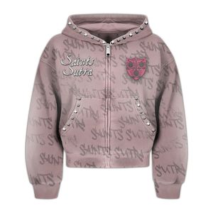 Sudaderas con capucha extragrandes con cremallera para invierno, con ribete de piel y pedrería, personalizables, de alta calidad, de algodón/poliéster, unisex - Product Image 5