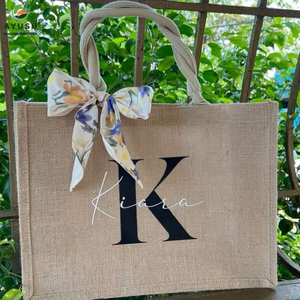 Bolsas de compras ecológicas y económicas hechas de yute natural y algodón con opciones personalizables para mercados y centros comerciales - Product Image 1