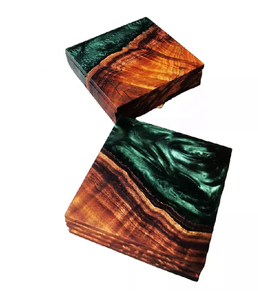 Mejor Precio hecho a mano de moda resina negra taza de té de madera esteras almohadillas único cuadrado aspecto fresco para el hogar vajilla posavasos de vidrio - Product Image 4