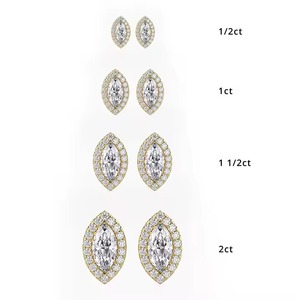 Classic 10K White Gold Round Lab Grown <b>Diamond</b> <b>Earrings</b> Women's Leaf Design Classic Style - Product Image 5