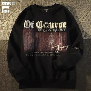 Sudadera de cuello redondo de algodón personalizada para hombre con mangas largas Diseño simple para ropa deportiva al aire libre Servicio OEM Teñido liso - Product Image 3