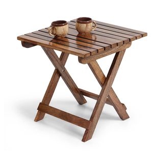 Fournisseur en gros Table basse pliable en bois de manguier, Table centrale parfaite marron clair pour le salon 15 POUCES - Product Image 2