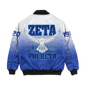 เสื้อแจ็คเก็ตบอมเบอร์กันน้ำ ระบายอากาศได้ดี สำหรับฤดูหนาว รุ่น Zeta Phi Beta IA-303 แบบ unisex คอตั้ง ผลิตจากผ้าวูล/วิสโคส ด้านนอกบุด้วยโพลีเอสเตอร์ - Product Image 2