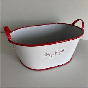 Snowfield Shine Holiday <b>Planter</b> in Galvanized Finish Perfect for Seasonal Greens Christmas Porch Styling and Wintertime <b>Garden</b> - Product Image 4