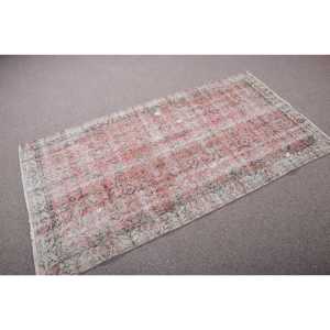 Vintage Eco Friendly Turkish <b>Wool</b> Rug 35x6.4 ft <b>Red</b> Blue Patchwork Design with Latex Backing - Product Image 2