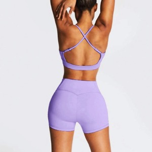 Ensemble de Yoga sans couture femmes rose haut à manches courtes avec Leggings taille haute deux pièces vêtements d'entraînement sport Fitness ensembles de gymnastique - Product Image 2