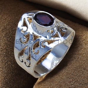 Garnet <b>Ring</b> Artisan <b>Crafted</b> In Sterling Silver And 925 Silver Jewelry - Product Image 1