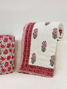 Couverture en coton 100% imprimée à la main, sur mesure, en gros, Jaipuri Razai, textile de luxe pour la maison - Product Image 2