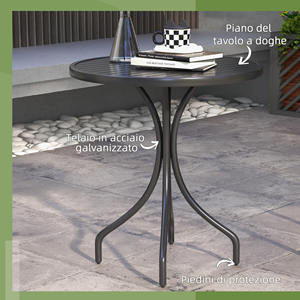 Outsunny Table de jardin ronde avec plateau à lattes en acier, Ø 66x71,5 cm, noir - Product Image 4