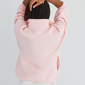 Service OEM Sweat-shirt à demi-fermeture éclair en coton éponge vintage pour femmes, bloc surdimensionné, tenue de sport et respirante pour l'hiver - Product Image 3