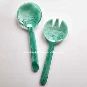 Fourchette et cuillère à la main classique ensemble de serveurs à salade couverts en résine Durable outils de service pour la maison salle à manger cuisine vaisselle stockée - Product Image 5